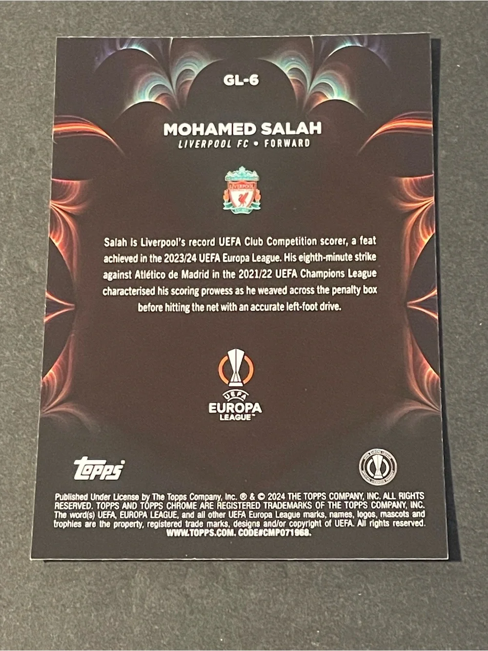 2023-24 Topps Chrome UEFA Club Competitions - Golazo Mohamed Salah #GL-6 - Picture 2 of 4